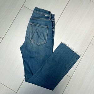 Mother Mid Rise Dazzler Ankle Fray - Riding the Cliffside